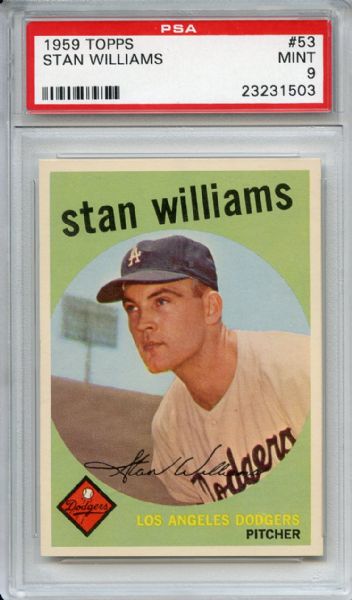 1959 Topps 53 Stan Williams PSA MINT 9