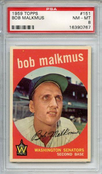 1959 Topps 151 Bob Malkmus PSA NM-MT 8