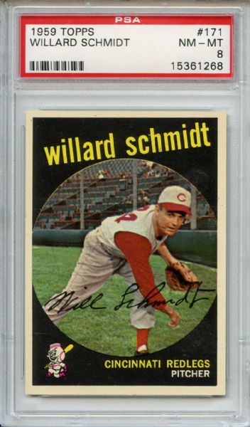 1959 Topps 171 Willard Schmidt PSA NM-MT 8