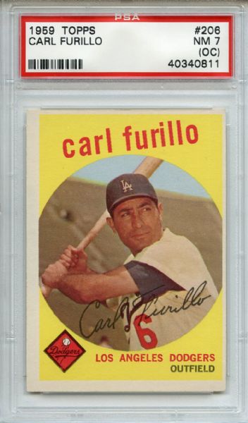 1959 Topps 206 Carl Furillo White Back PSA NM 7 (OC)