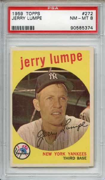 1959 Topps 272 Jerry Lumpe White Back PSA NM-MT 8