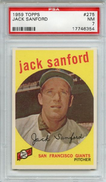 1959 Topps 275 Jack Sanford White Back PSA NM 7