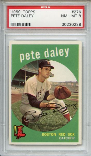1959 Topps 276 Pete Daley Gray Back PSA NM-MT 8