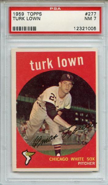 1959 Topps 277 Turk Lown White Back PSA NM-MT 8