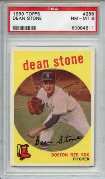 1959 Topps 286 Dean Stone Gray Back PSA NM-MT 8