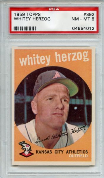 1959 Topps 392 Whitey Herzog PSA NM-MT 8