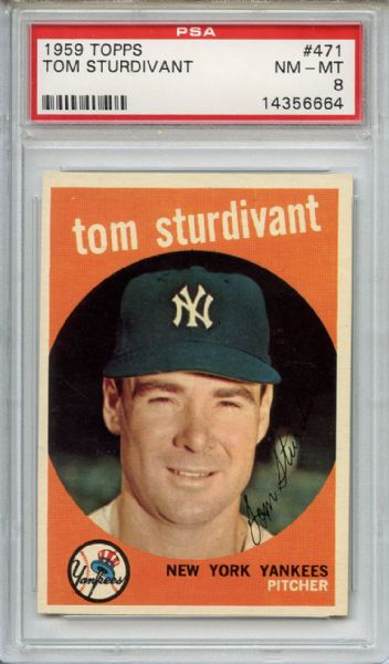 1959 Topps 471 Tom Sturdivant PSA NM-MT 8