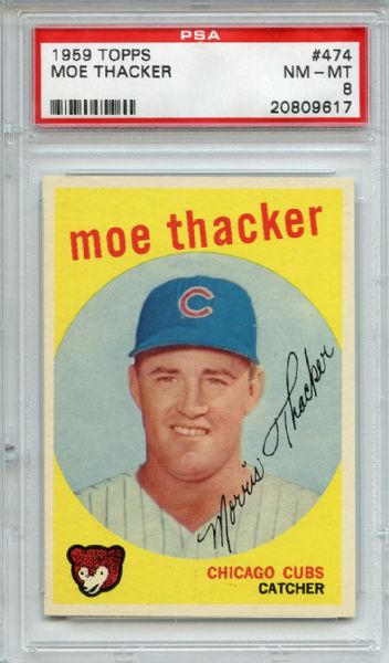 1959 Topps 474 Moe Thacker PSA NM-MT 8
