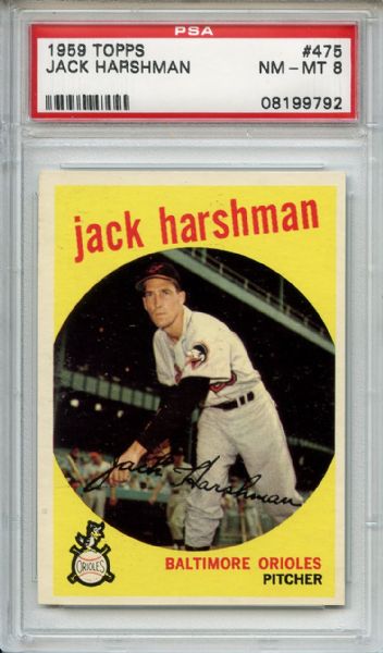 1959 Topps 475 Jack Harshman PSA NM-MT 8