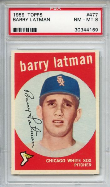 1959 Topps 477 Barry Latman PSA NM-MT 8