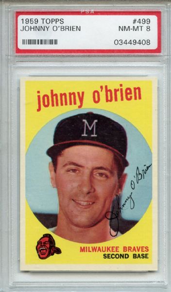1959 Topps 499 Johnny O'Brien PSA NM-MT 8