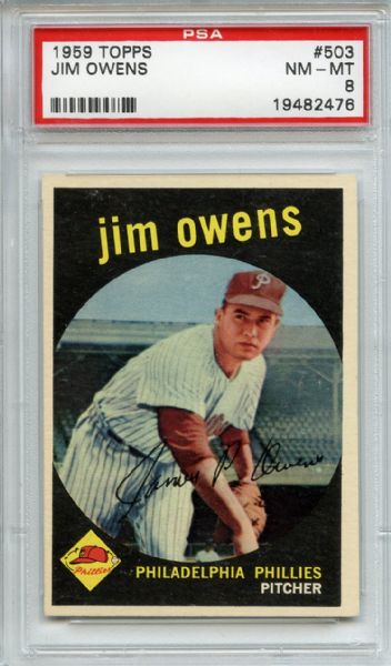 1959 Topps 503 Jim Owens PSA NM-MT 8