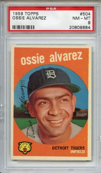1959 Topps 504 Ossie Alvarez PSA NM-MT 8