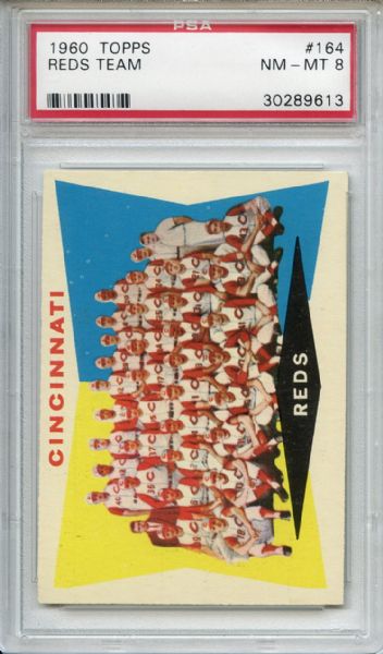 1960 Topps 164 Cincinnati Reds Team PSA NM-MT 8