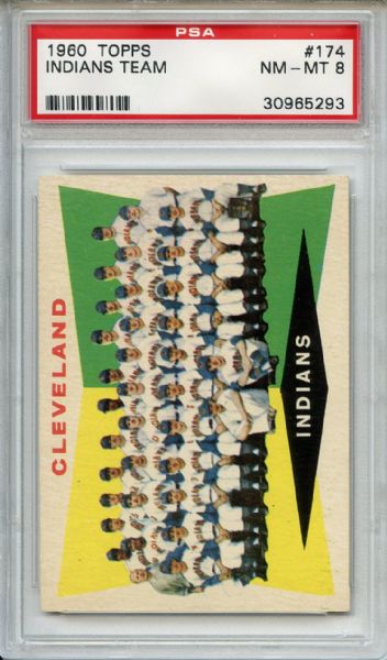 1960 Topps 174 Cleveland Indians Team PSA NM-MT 8