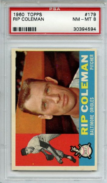 1960 Topps 179 Rip Coleman PSA NM-MT 8