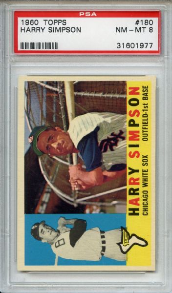 1960 Topps 180 Harry Simpson PSA NM-MT 8