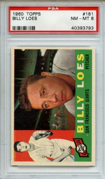 1960 Topps 181 Billy Loes PSA NM-MT 8