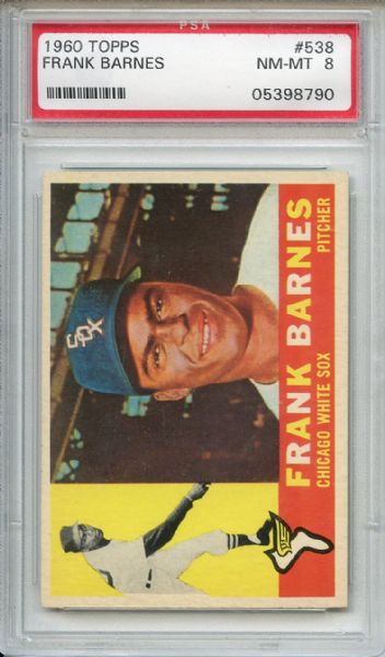 1960 Topps 538 Frank Barnes PSA NM-MT 8