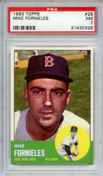 1963 Topps 28 Mike Fornieles PSA NM 7