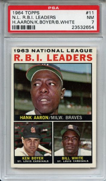 1964 Topps 11 NL RBI Leaders Hank Aaron PSA NM 7
