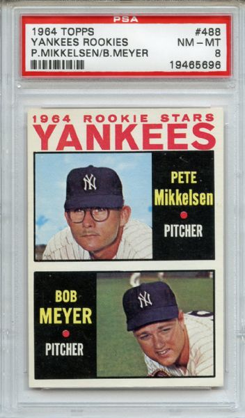 1964 Topps 488 New York Yankees Rookies PSA NM-MT 8