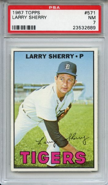 1967 Topps 571 Larry Sherry PSA NM 7