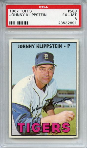 1967 Topps 588 Johnny Klippstein PSA EX-MT 6