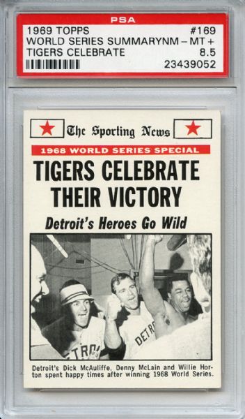 1969 Topps 169 World Series Summary Tigers Celebrate PSA NM-MT+ 8.5