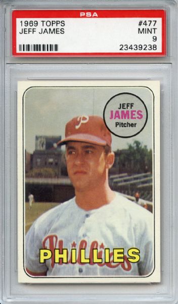 1969 Topps 477 Jeff James PSA MINT 9