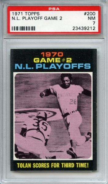 1971 Topps 200 NL Playoff Game 2 PSA NM 7