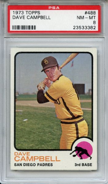 1973 Topps 488 Dave Campbell PSA NM-MT 8