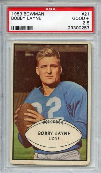 1953 Bowman 21 Bobby Layne PSA GOOD+ 2.5