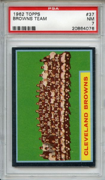 1962 Topps 37 Cleveland Browns Team PSA NM 7