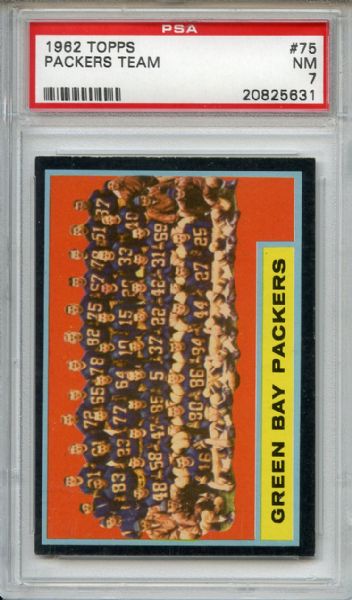 1962 Topps 75 Green Bay Packers Team PSA NM 7