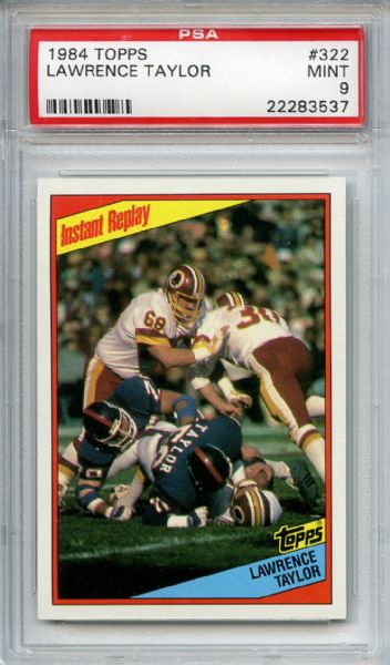1984 Topps 322 Lawrence Taylor Instant Replay PSA MINT 9
