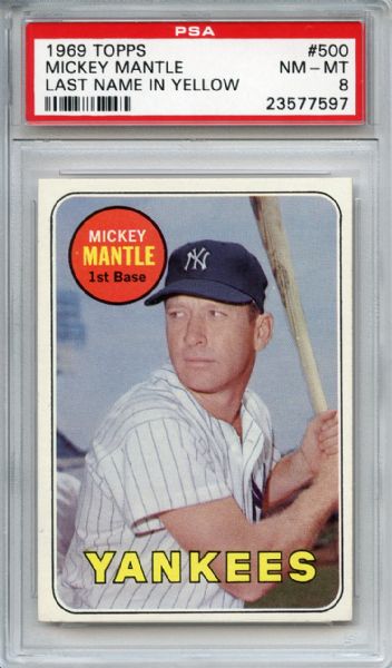 1969 Topps 500 Mickey Mantle PSA NM-MT 8