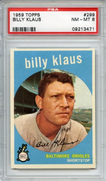 1959 Topps 299 Billy Klaus PSA NM-MT 8