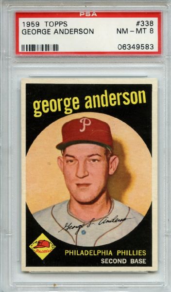 1959 Topps 338 Sparky Anderson RC PSA NM-MT 8