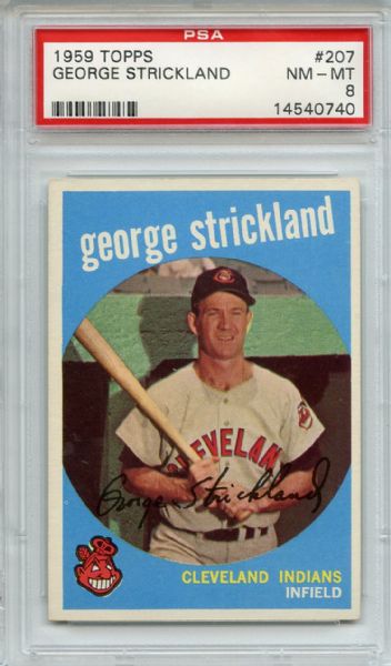 1959 Topps 207 George Strickland Gray Back PSA NM-MT 8