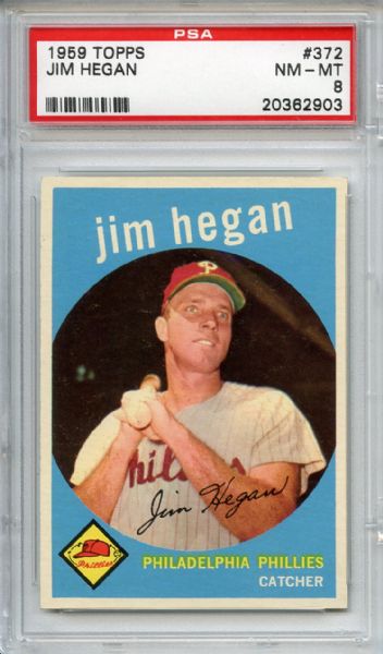 1959 Topps 372 Jim Hegan PSA NM-MT 8