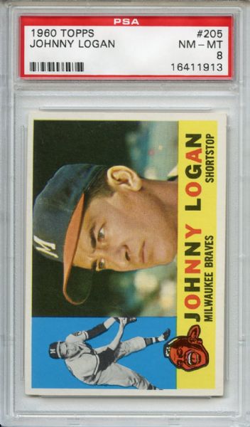 1960 Topps 205 Johnny Logan PSA NM-MT 8