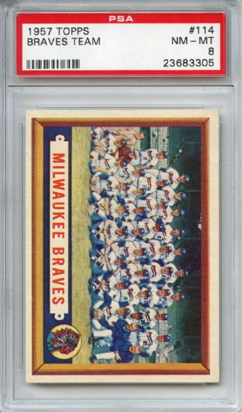 1957 Topps 114 Milwaukee Braves Team PSA NM-MT 8