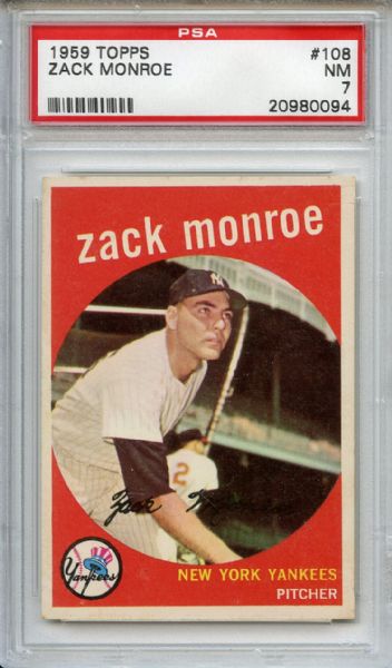 1959 Topps 108 Zack Monroe PSA NM 7