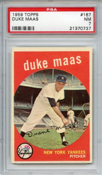 1959 Topps 167 Duke Maas PSA NM 7