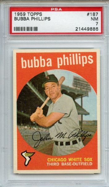 1959 Topps 187 Bubba Phillips PSA NM 7