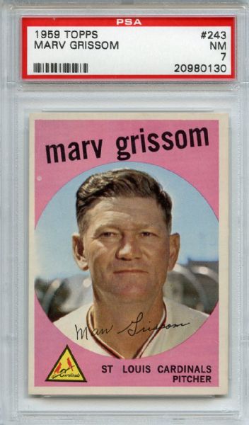 1959 Topps 243 Marv Grissom PSA NM 7