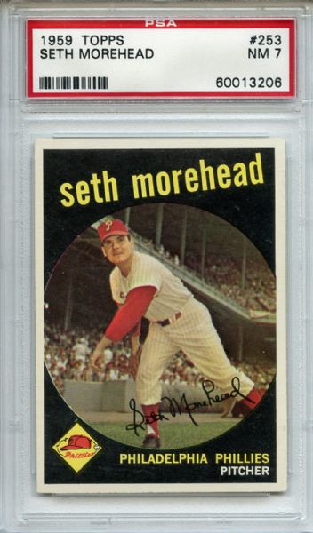 1959 Topps 253 Seth Morehead Gray Back PSA NM 7