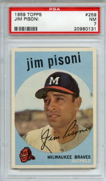 1959 Topps 259 Jim Pisoni White Back PSA NM 7