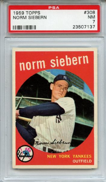 1959 Topps 308 Norm Siebern PSA NM 7